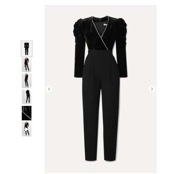 VERONICA BEARD Cleo crystal-embellished velvet and cady jumpsuit - Picture 2 of 2